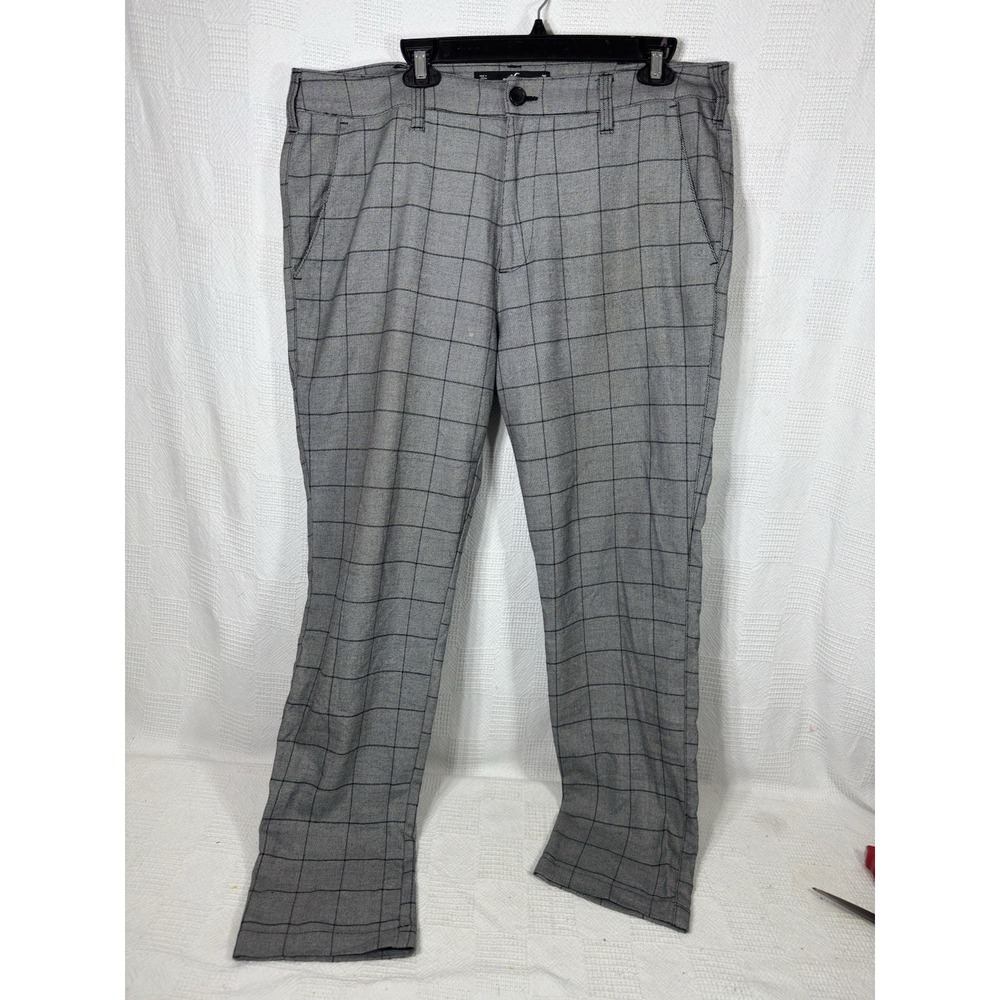 Hollister Epic Flex Skinny Chino Pants Mens Gray Plaid Size‎ 36/32